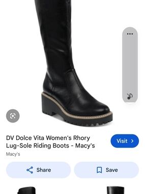 DV by Dolce Vita Black Lug-Sole Wide Cald Riding Boots 7.5
